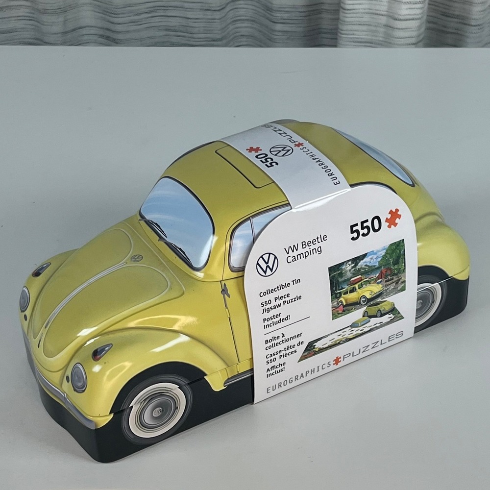 Eurographics VW Beetle Camping Jigsaw Puzzle Yellow 550pc Tin New